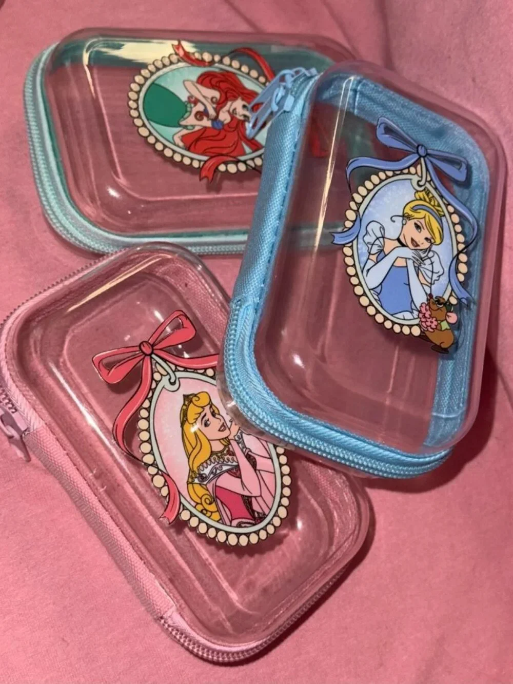Disney Character Inspired Clear Hard Shell Dual Zipper Container Fish Extenders
